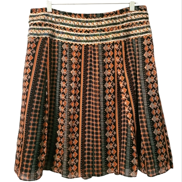 Free People Silk Beaded Sequins Embellished Boho Chic Feminine Festival Skirt 8 - Picture 1 of 13